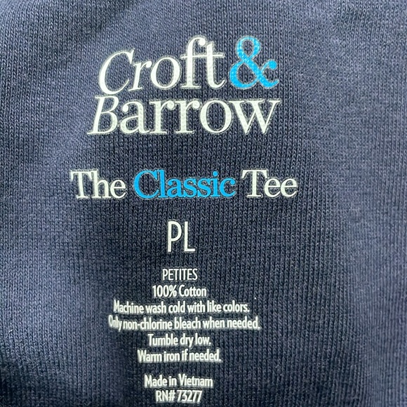 Croft & Barrow classic long-sleeve tee in Navy, Size PL, 100% cotton - Picture 4 of 4